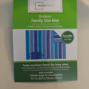 New Mainstays Outdoor Family Size Beach Mat 59.1”X83.9” Reversible 2 In 1 Mat